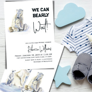 Invitation Bearly Wait Polar Ours rose Fille Baby shower