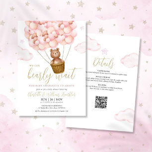 Invitation Bearly Wait Rose Girl Tout en un Baby shower