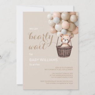 Invitation Bearly Wait Teddy Balloons Girl Baby shower
