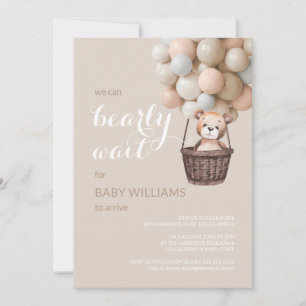 Invitation Bearly Wait Teddy Balloons Girl Baby shower 
