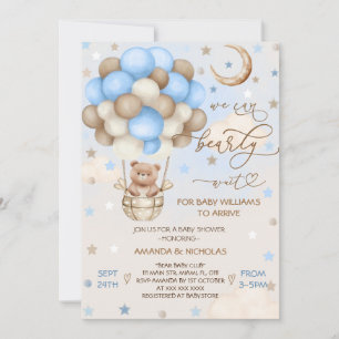 Invitation Bearly Wait Teddy Bear Boy Baby shower