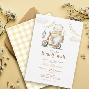 Invitation Bearly Wait White Bear Sexe Baby shower neutre