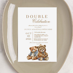 Invitation Bears mignet Baby shower double