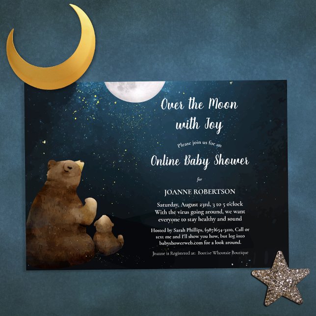 Invitation Bears Over the Moon Baby Shower (Créateur téléchargé)