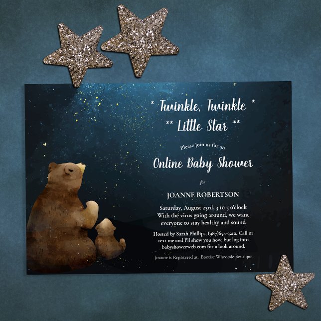 Invitation Bears Twinkle Little Star Baby shower en ligne (Créateur téléchargé)