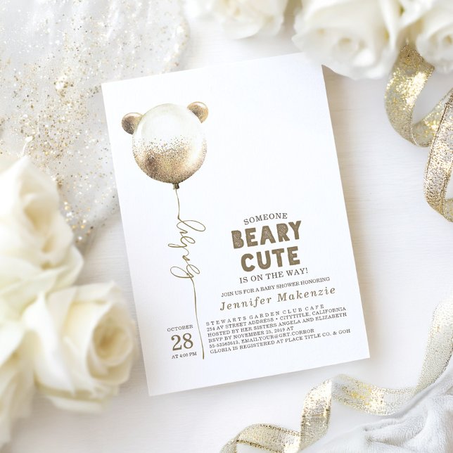 Invitation Béary Boulon or mou Baby shower Ours en peluche (Bear Baby Shower Invitation)