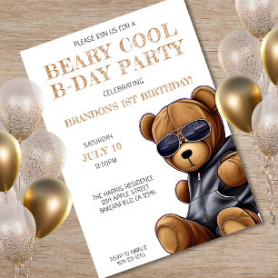 Invitation Beary Cool Teddy Bear Boy 1er anniversaire