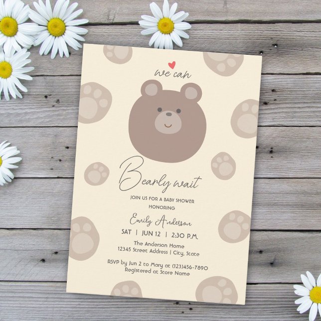 Invitation Beary Cute Brown Teddy Bear Cub Baby shower garçon (Créateur téléchargé)