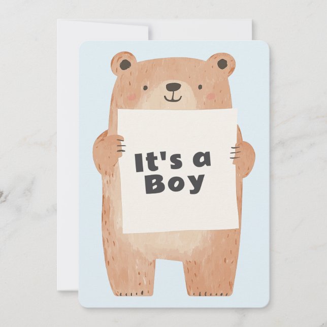 Invitation Beary Cute C’est un garçon Baby shower ours (Devant)