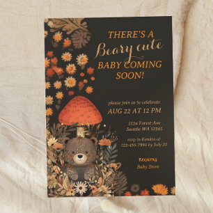 Invitation Beary Cute Champagne Baby shower de bois