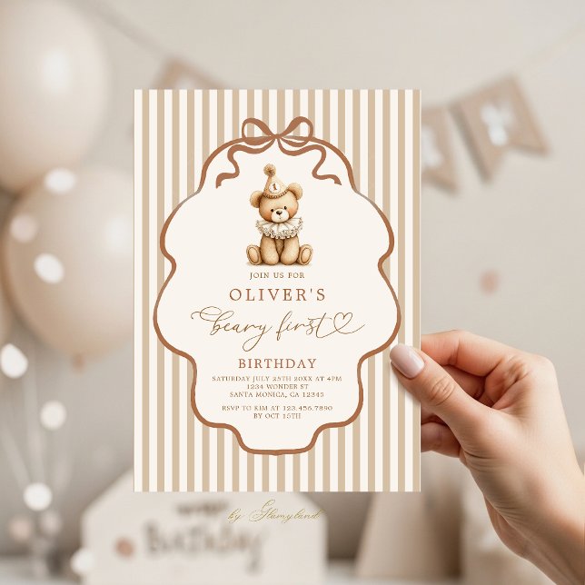 Invitation Beary First Birthday (Créateur téléchargé)