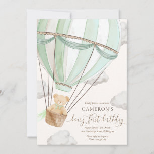 Invitation Beary First Teddy Bear Hot Air Balloon Anniversair