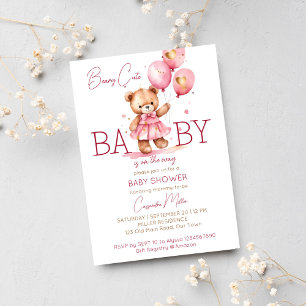 Invitation Beary jolie fille en peluche ours baby shower modè