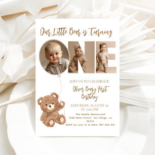 Invitation Beary Premier anniversaire Petit ours Photo