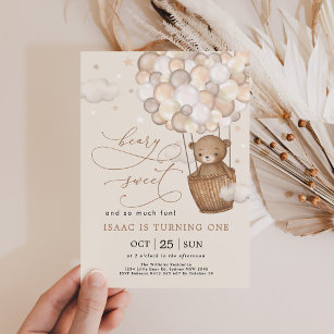 Invitation Beary Sweet et tant de plaisir Boloons Ours Annive