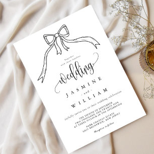 Invitation Beatrice Ribbon Bow Mariage noir et blanc