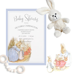 Invitation Beatrix Potter Peter Rabbit Aquarelle Garçon bleu