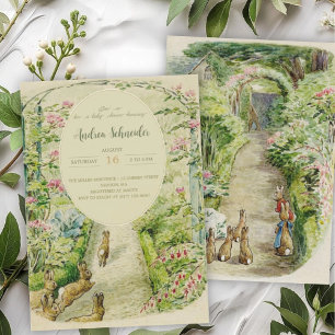 Invitation Beatrix Potter Romantique Jardin Bunny Baby shower