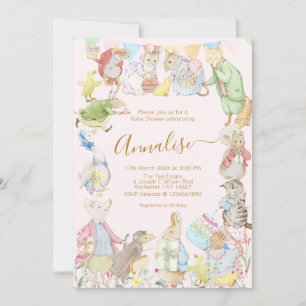 Invitation Beatrix rose Potter Pierre le Baby shower lapin