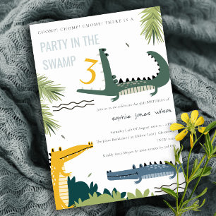 Invitation Beau Alligator Chompe N'importe quel Anniversaire
