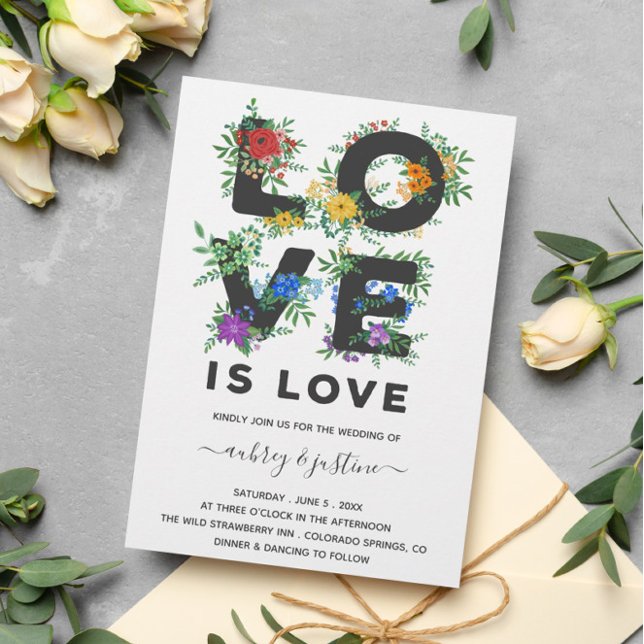 Invitation Beau Amour Floral Est Amour Gay Mariage (Créateur téléchargé)