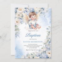 Beau ange bébé Dusty Blue ivoire Fleurs Baptême