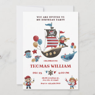 Invitation Beau anniversaire de pirates