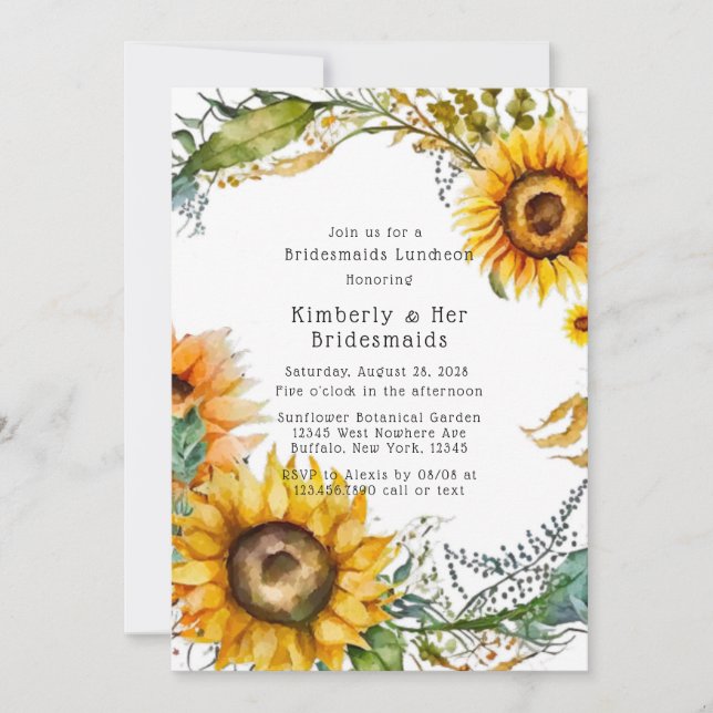 Invitation Beau automne tournesol Bridesmaids déjeuner (Devant)