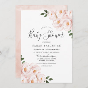 Invitation Beau Baby shower aux fleurs rose pâle