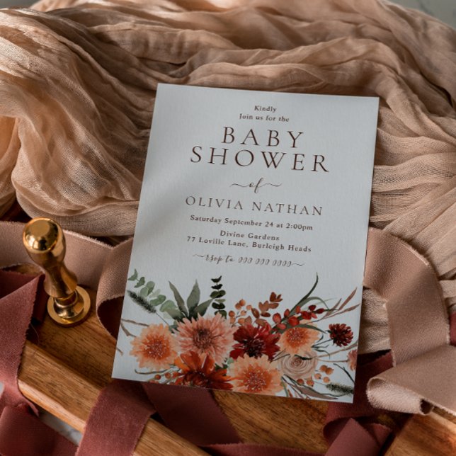 Invitation Beau Baby shower de fleurs de Bohême (Créateur téléchargé)