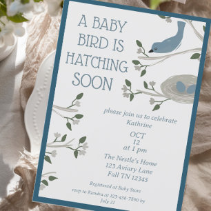 Invitation Beau Baby shower de nid d'oiseaux bleu