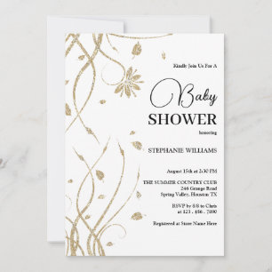 Invitation Beau Baby shower de Parties scintillant dorées