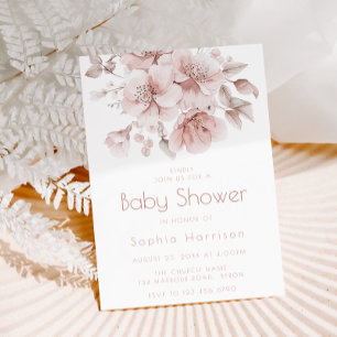 Invitation Beau Baby shower Filles Roses Douces