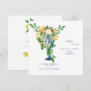 Invitation Beau Baby shower Floral Méditerranéen Matte