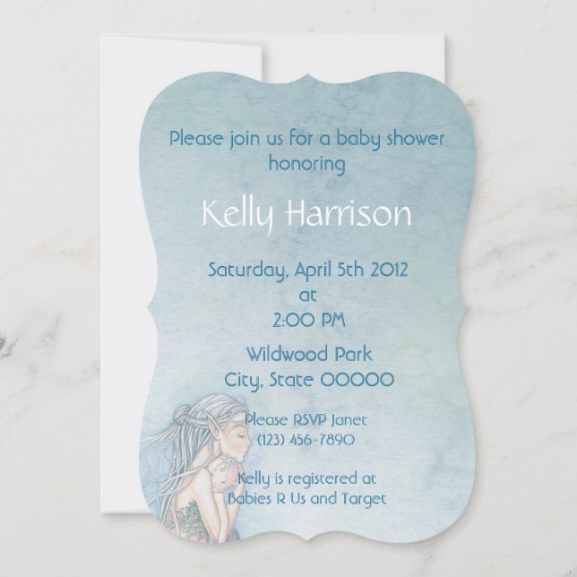 Invitation Beau Baby shower mère et bébé sirène (Dos)