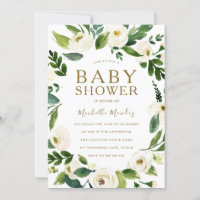 Beau Baby shower neutre en couronne de fleurs blan