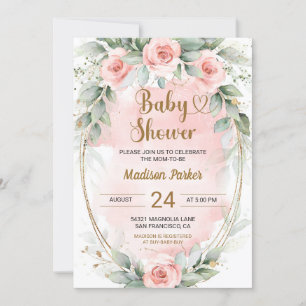 Invitation Beau Baby shower Rose Blush