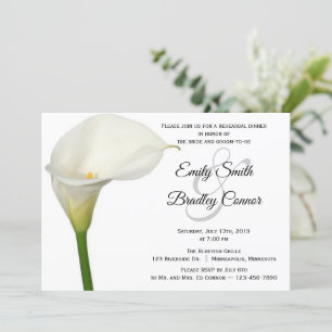 Invitation Beau Blanc Calla Lily Dîner de répétition Florale
