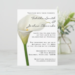 Invitation Beau blanc Calla Lily Mariage