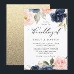 Invitation Beau Blush & Navy Floral Spring Wedding<br><div class="desc">Belle Blush & Navy Floral Spring Wedding Invitation Voir les modèles et objets correspondants dans Niche and Nest Store</div>