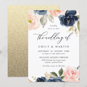 Invitation Beau Blush & Navy Floral Spring Wedding