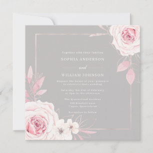 Invitation Beau Blush Rose moderne  de cadre Mariage
