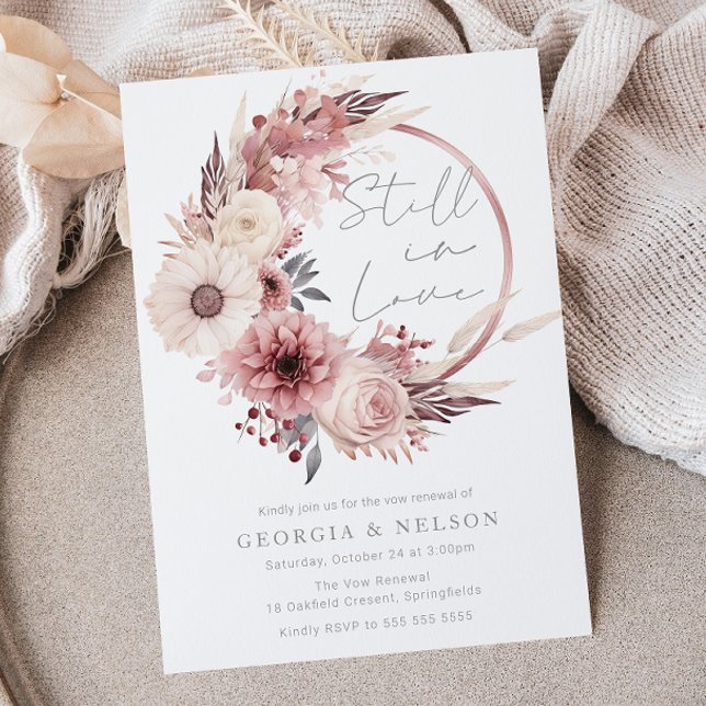 Invitation Beau Boho Blush Mariage Vow Renewal (Créateur téléchargé)