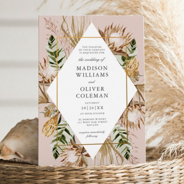 Invitation Beau Boho Botanique Mariage de cadre géométrique B (Créateur téléchargé)