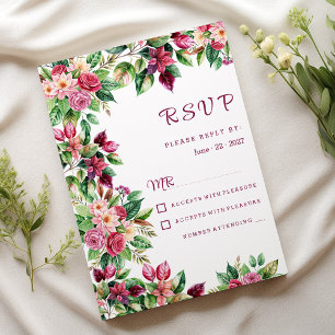 Invitation Beau bouquet de fleurs de campagne coloré RSVP
