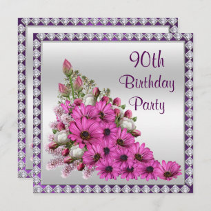 Invitation Beau bouquet lilas et anniversaire de diamants