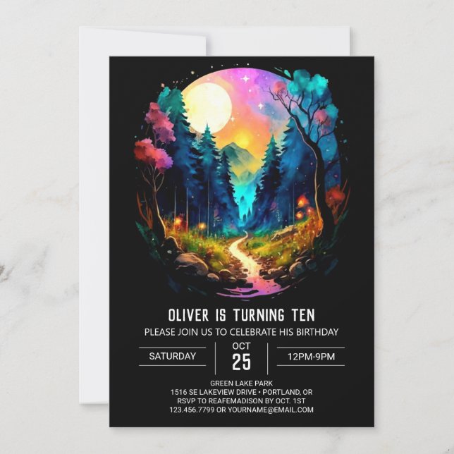 Invitation Beau Brushwood dans les bois Anniversaire (Devant)