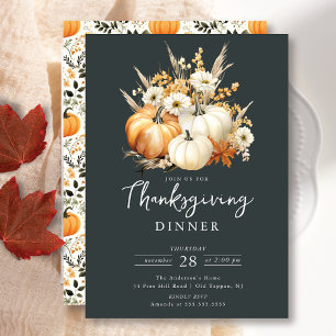 Invitation Beau Citrouille Floral Thanksgiving