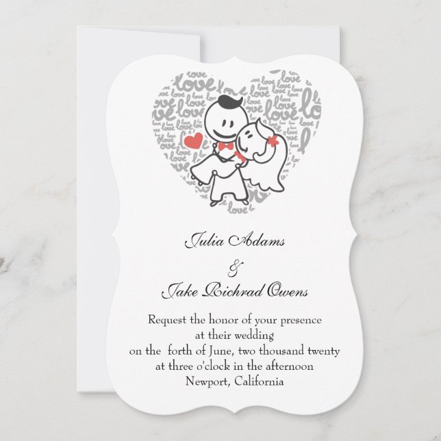 Invitation Beau couple de mariage drôle et romantique (Devant)