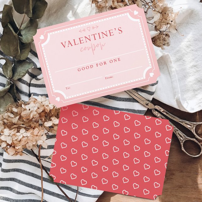 Invitation Beau coupon de la Saint-Valentin Vintage (Cute Vintage Valentine's Day Coupon Voucher Invitation)